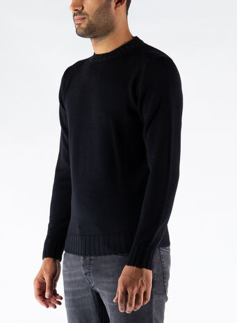 MAGLIONE GIROCOLLO, 002BLACK, small