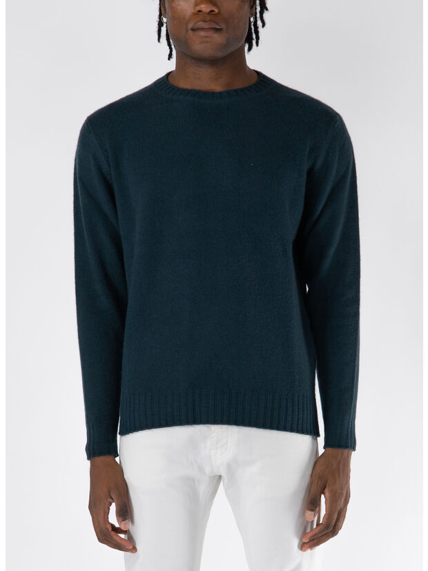 MAGLIONE GIROCOLLO CON FONDO A COSTINE, N670 VERDE, large