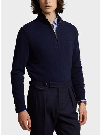 PULLOVER MEZZA ZIP, HUNTER NAVY, small