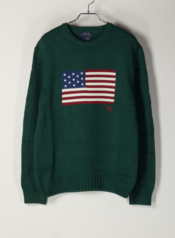POLO Ralph Lauren Continuativa maglione con intarsio bandiera grigio -  211815108001