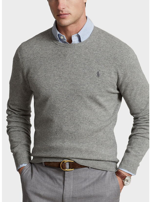 MAGLIONE GIROCOLLO, FAWN GREY HEATHER, large