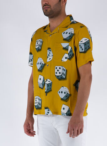 CAMICIA DICE PATTERN, MUSTARD, small