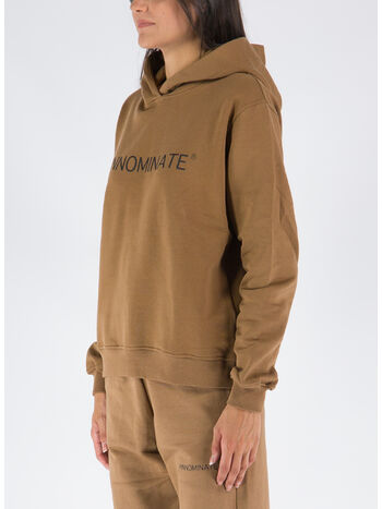 FELPA CON CAPPUCCIO E LOGO, V1 MARRONE CAFFE', small