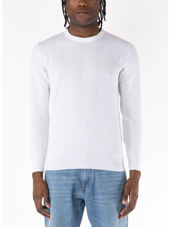 MAGLIONE GIROCOLLO RASATO, 01 BIANCO, medium