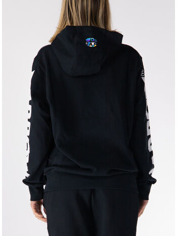 FELPA HOODIE LOGO PRINT UNISEX, 110 NERO/BLACK, small