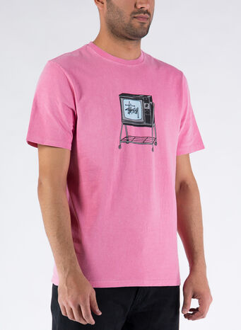 T-SHIRT ROLLING TV PIG. DYED, PINK, small