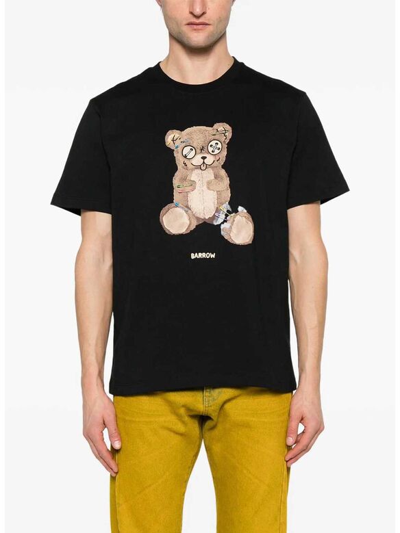 T-SHIRT SHORTSLEEVE LOGO PRINTED UNISEX, 110 BLACK, medium