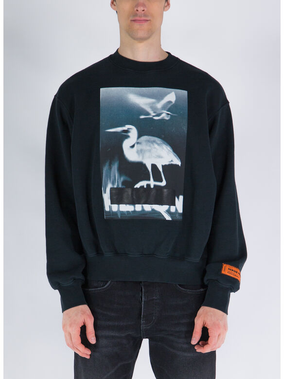 FELPA GIROCOLLO CENSORED HERON, 1001 BLACK WHITE, medium