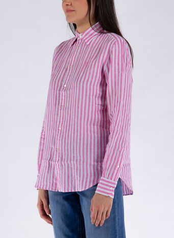 CAMICIA IN LINO, 015MAUIPINKWHITE, small