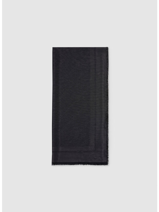 PASHMINA IN JACQUARD LUREX CON LOGO, 110 NERO, large