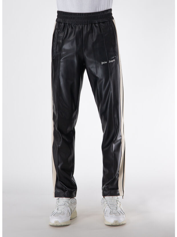 PANTALONE TRACK LEATHER EFFECT, 1003 BLACK/OFF WHITE, large