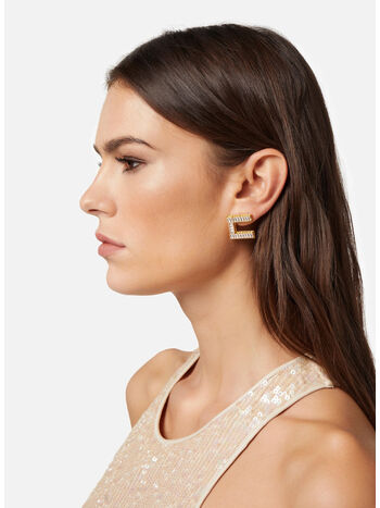 ORECCHINI LOGO CON STRASS BAGUETTE, 193, small