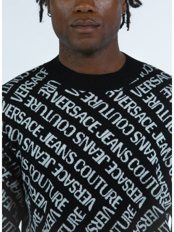MAGLIONE CON LOGO MONOGRAMMA ALL OVER, A0E BLACK/WHITE, small
