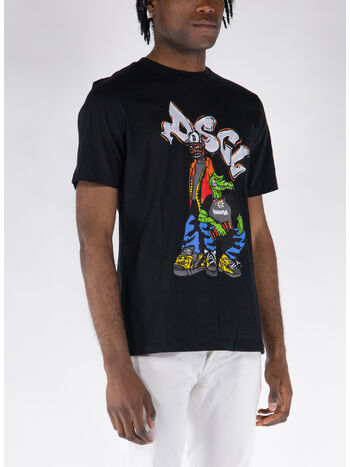 T-SHIRT GIROCOLLO CON STAMPA, NERO, small