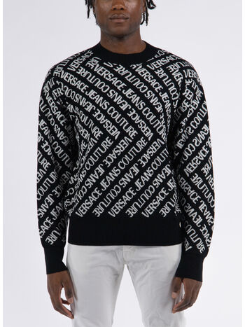 MAGLIONE CON LOGO MONOGRAMMA ALL OVER, A0E BLACK/WHITE, small