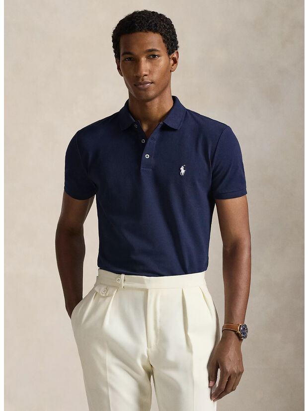 POLO IN PIQU&Eacute; STRETCH CUSTOM, REFINED NAVY/C1730 SMOKE, large