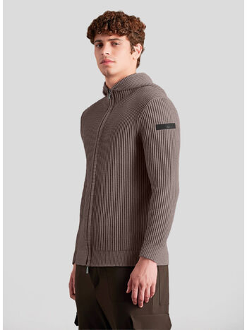 MAGLIONE CON CAPPUCCIO ZIP, 84 SABBIA, small