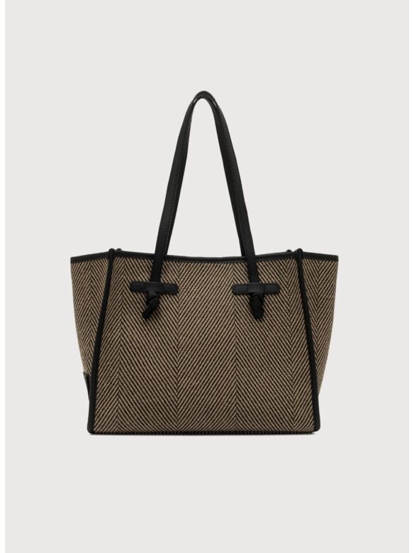 BORSA SHOPPER IN TESSUTO SPIGATO, 10313 NERO, medium
