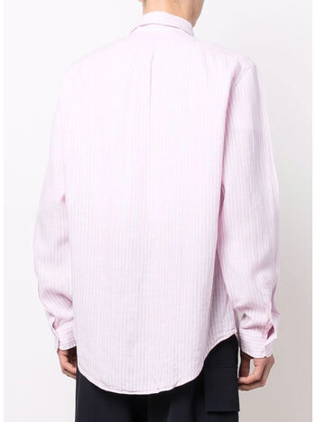 CAMICIA A RIGHE IN LINO, PINK/WHITE, small