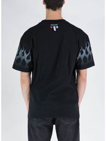 T-SHIRT WITH GREY FLAMES, BLACK, small