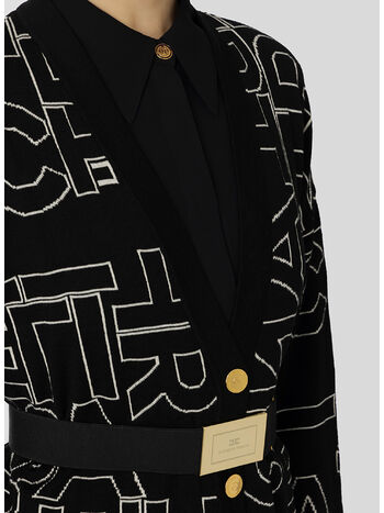 CARDIGAN CON LETTERING LOGO, 685 NERO/BURRO, small