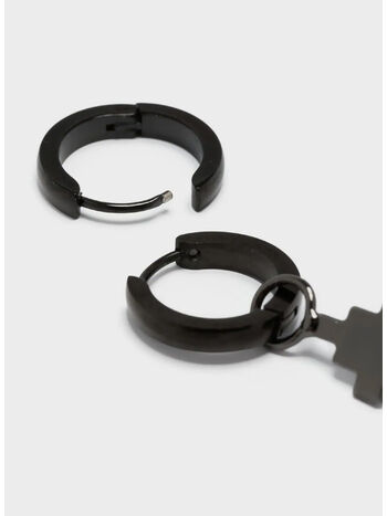 ORECCHINI CROSS PENDENTE, 1000 BLACK, small