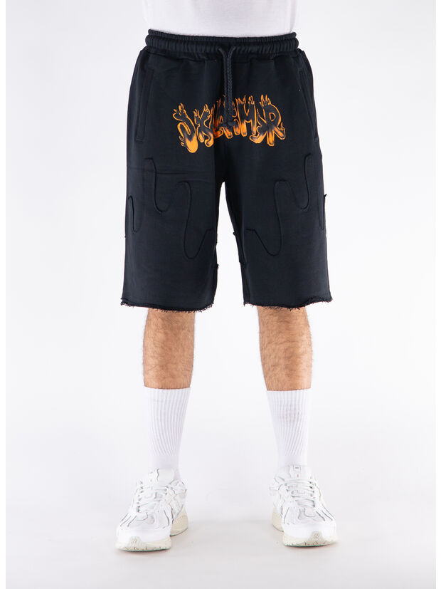 SHORTS RIPPED FLAME, NERO, large