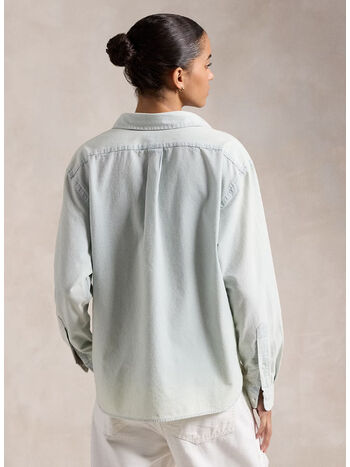 CAMICIA A MANICHE LUNGHE CON LOGO RICAMATO, CHAMBRAY, small