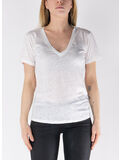 T-SHIRT ELOISE CON SCOLLO A V IN JERSEY DI LINO, 01601H 01 EMB, thumb
