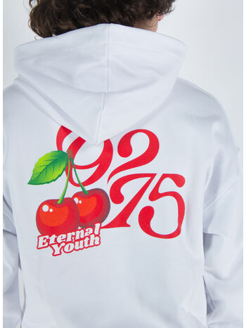 FELPA CON CAPPUCCIO E STAMPA POSTERIORE, V3 BIANCO, small