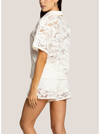 CAMICIA A MANICA CORTA BLOSSOM LACE, 001 BIANCO, small