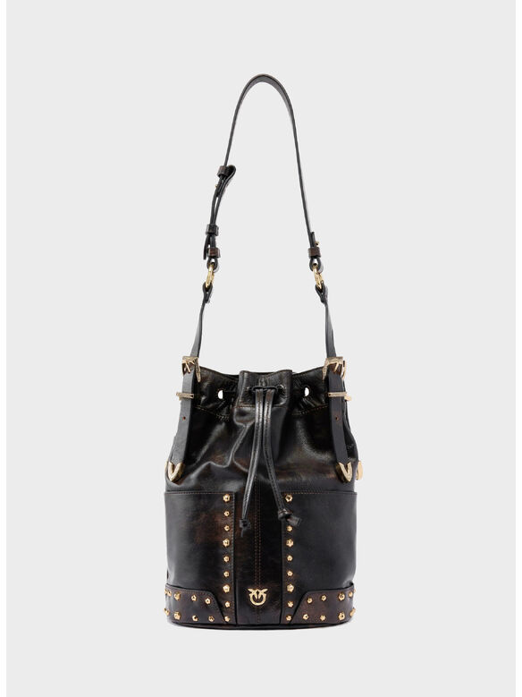 BORSA BUCKET MINI PATCH CLOUD, L64Y DARK BROWN-GOLD, medium