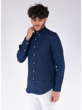 CAMICIA IN LINO, NEWPORT NAVY, small