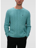 MAGLIONE GIROCOLLO TRECCIATO, DEEP SEAFOAM, thumb