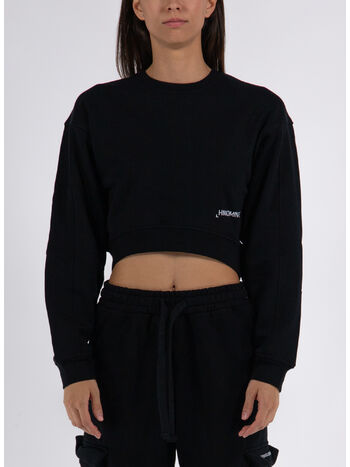FELPA CROP GIROCOLLO, NERO, small