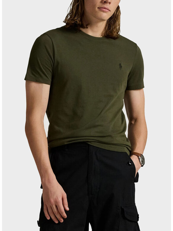 T-SHIRT MANICA CORTA CON LOGO RICAMATO, COMPANY OLIVE/C9760, medium