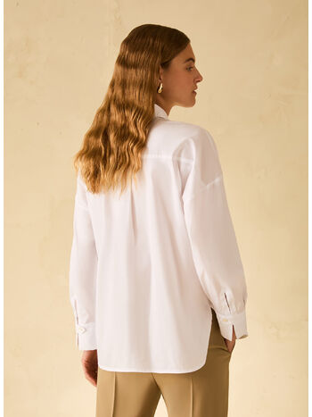 CAMICIA AMPIA IN POPELINE, 001 BIANCO, small