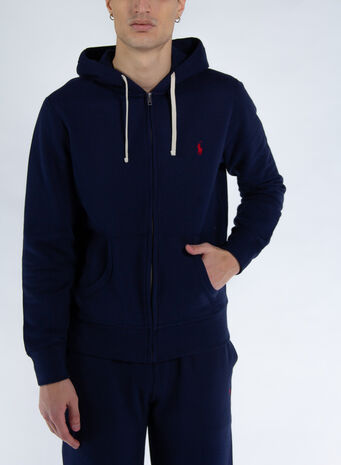 FELPA CON CAPPUCCIO FLEECE, 004CRUISENAVY, small