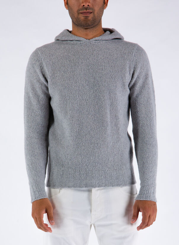 MAGLIONE CON CAPPUCCIO, 900GRIGIO, large