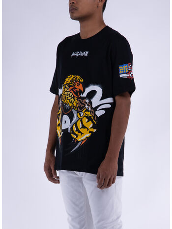 T-SHIRT CON STAMPA SUL DAVANTI, NERO, small