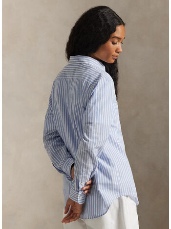 CAMICIA IN COTONE E LINO CLASSIC-FIT, DRESS SHIRT BLUE/WHITE, small