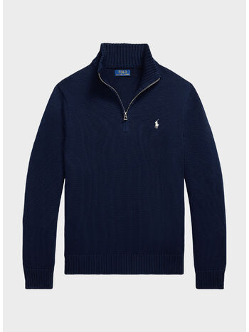 MAGLIONE MEZZA ZIP, HUNTER NAVY W/ C8135 PP, small
