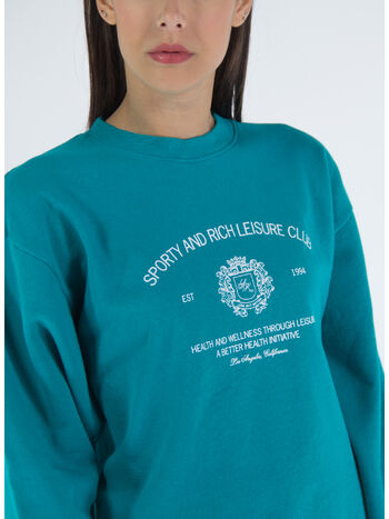 FELPA CREST GIROCOLLO, TEAL TEAL / WHITE, small