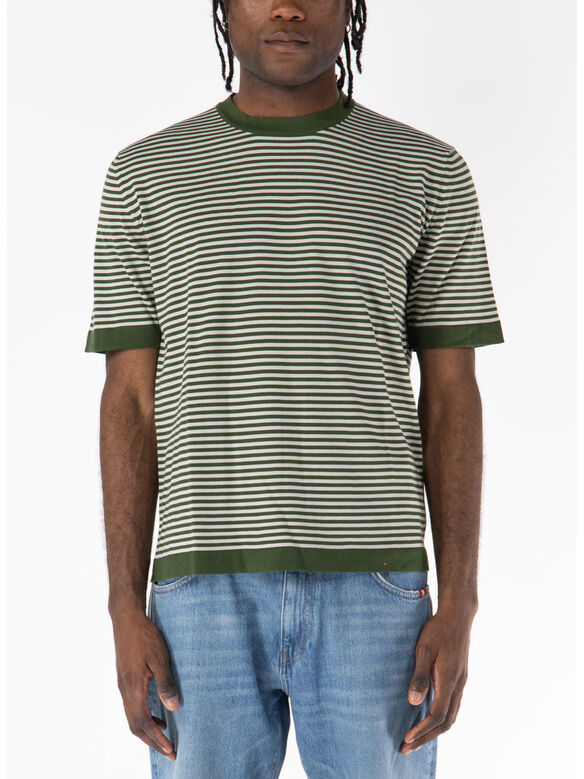T-SHIRT COMBE STRIPES, B0K GREEN AFRICA - BEIGE LT, medium