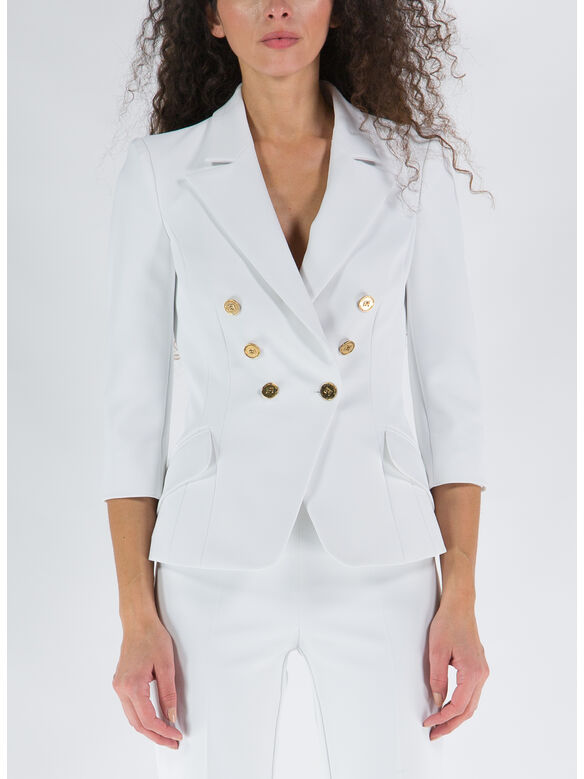 GIACCA DOPPIOPETTO IN DOPPIO CREPE STRETCH, 360 AVORIO, medium