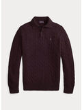 MAGLIONE POLO A TRECCE, AGED WINE HEATHER, thumb
