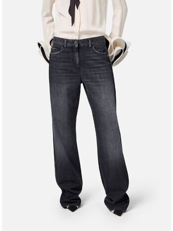 JEANS CON BANDE IN RASO, 102 BLACK DENIM, small