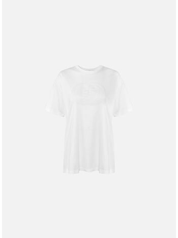 T-SHIRT CON LOGO GOFFRATO, 270 GESSO, small
