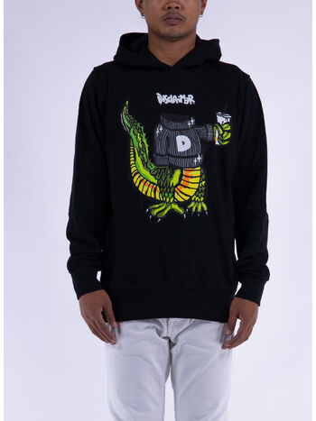 FELPA HOODIE CON STAMPA, NERO, small