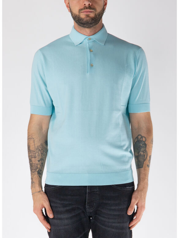 POLO IN MAGLIA A MANICHE CORTE, 701, medium